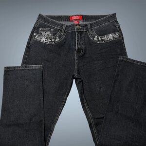 COS Jeans - Dark blue wash - silver embroidered - Size 10 Straight leg